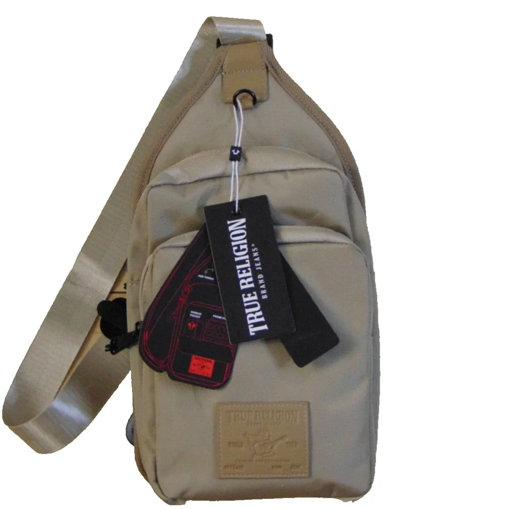 True Religion Pippen Sling Bag Tan Crossbody Backpack Travel TR10614 NWT